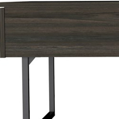39" Espresso And Black Metal Lift Top Coffee Table With Drawer - Loft&Timber