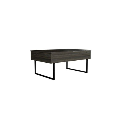 39" Espresso And Black Metal Lift Top Coffee Table With Drawer - Loft&Timber