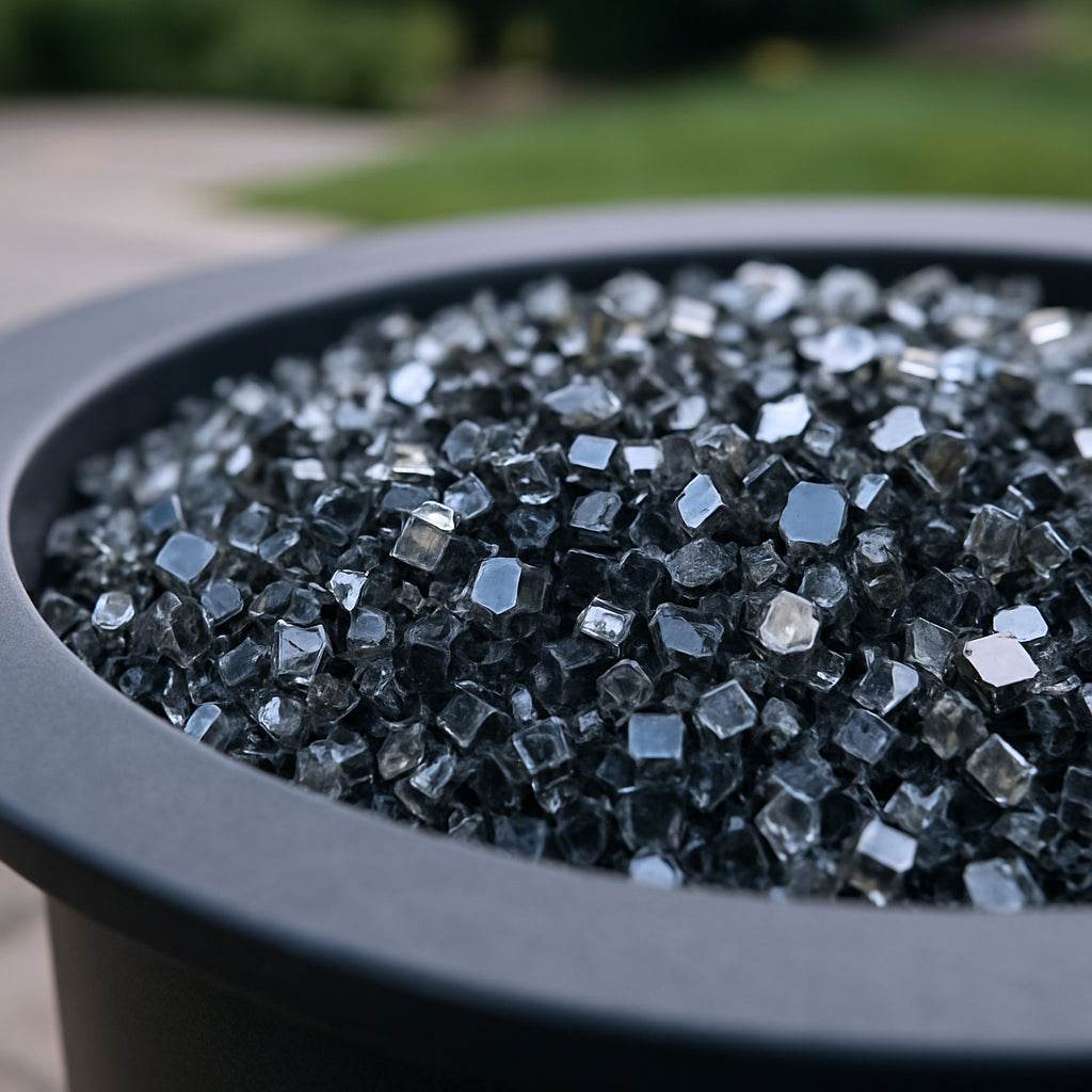 Black Round Reflective Fire Pit Glass - Loft&Timber