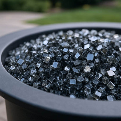 Black Round Reflective Fire Pit Glass - Loft&Timber