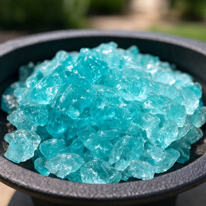 Aqua Round Reflective Fire Pit Glass - Loft&Timber