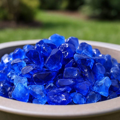 Blue Round Reflective Fire Pit Glass - Loft&Timber