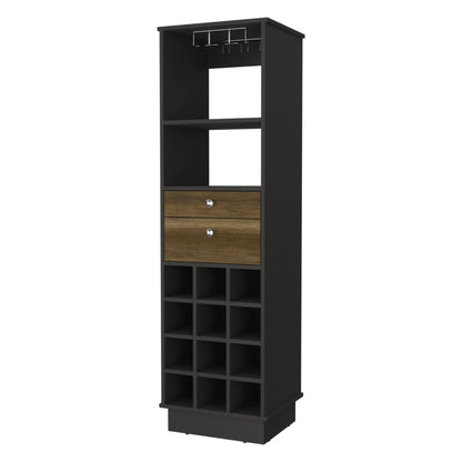 18" Black Bar Cabinet With Two Drawers - Loft&Timber