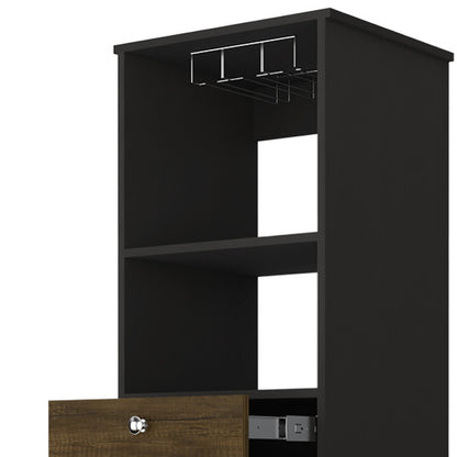 18" Black Bar Cabinet With Two Drawers - Loft&Timber