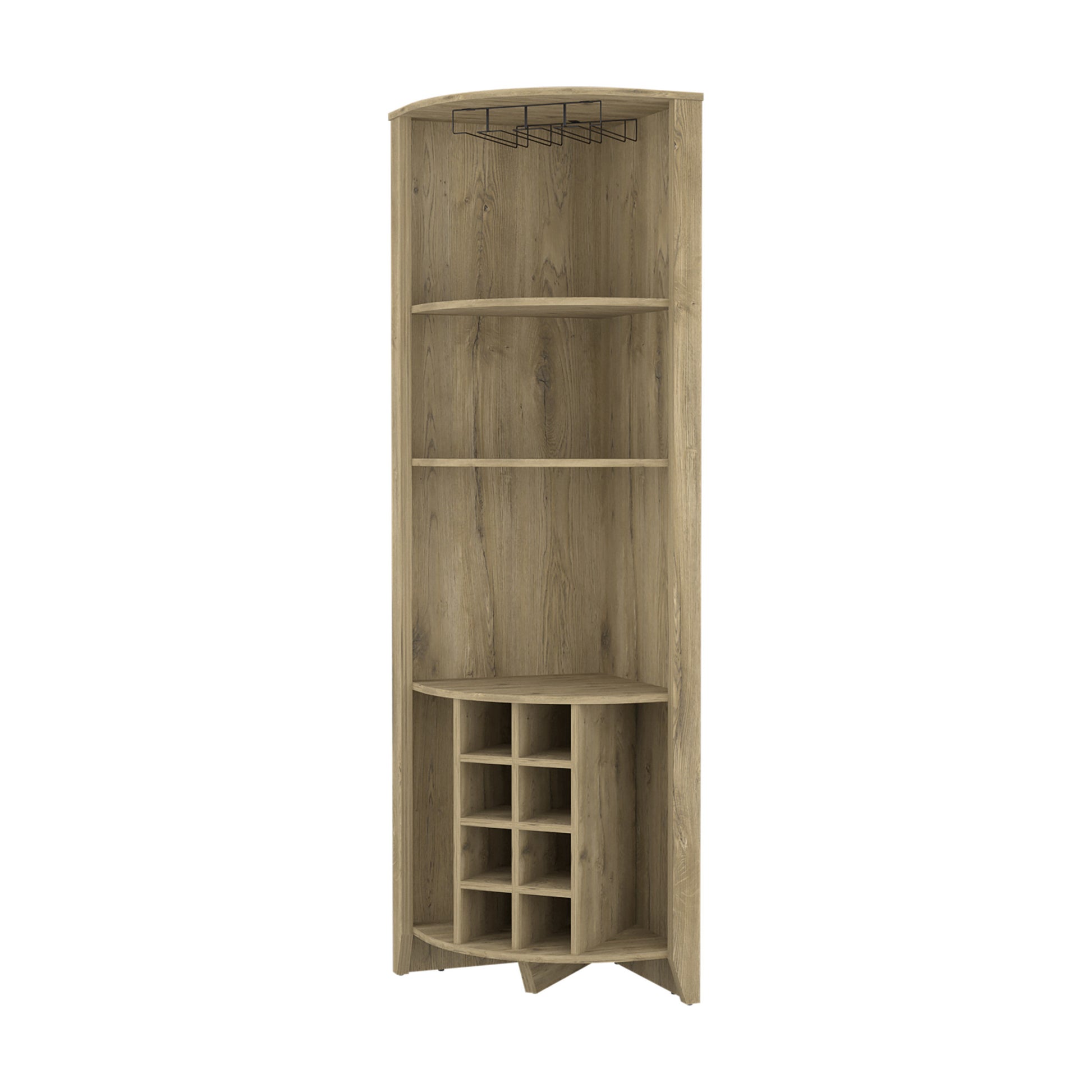 71" Light Brown Wood Corner Bar Cabinet - Loft&Timber