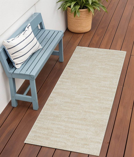 4' Runner Beige And Ivory Indoor Outdoor Runner Rug - Loft&Timber