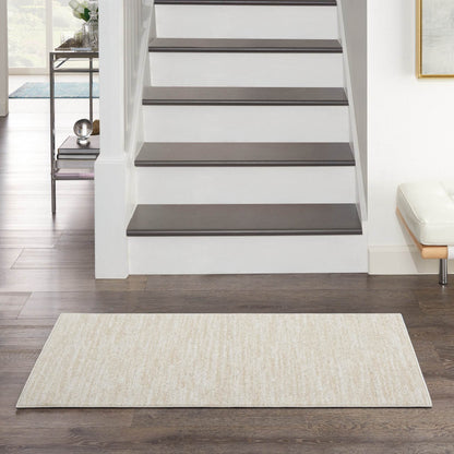 4' Runner Beige And Ivory Indoor Outdoor Runner Rug - Loft&Timber
