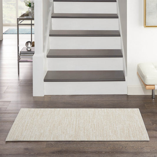 4' Runner Beige And Ivory Indoor Outdoor Runner Rug - Loft&Timber