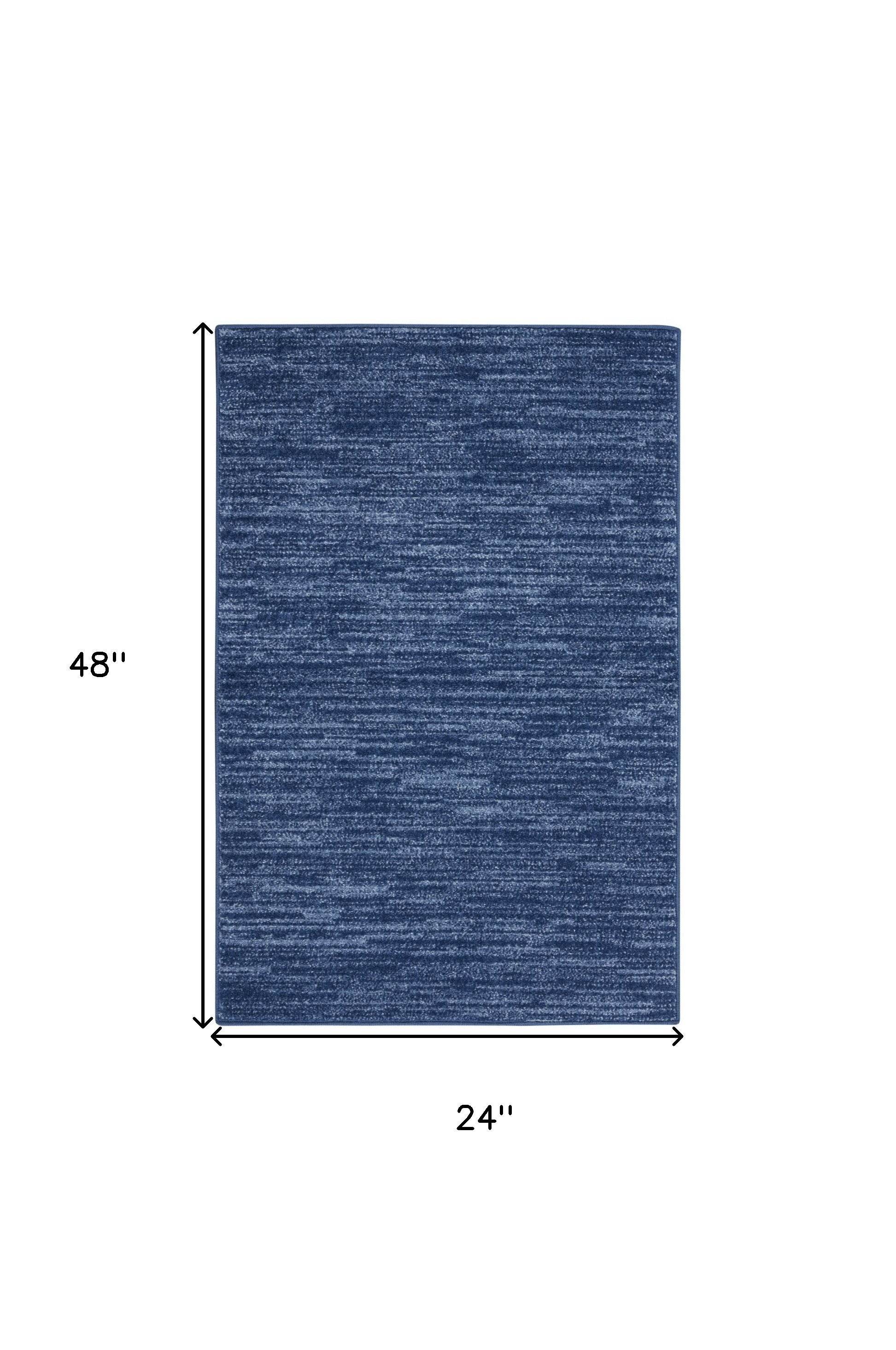 4' Runner Navy Blue Indoor Outdoor Runner Rug - Loft&Timber
