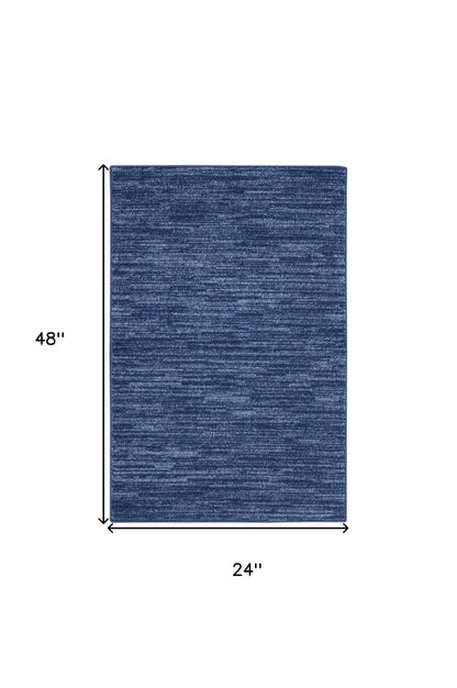4' Runner Navy Blue Indoor Outdoor Runner Rug - Loft&Timber