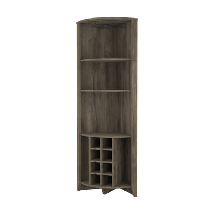71" Dark Brown Wood Corner Bar Cabinet - Loft&Timber