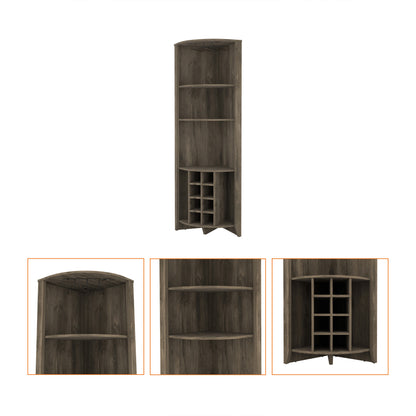 71" Dark Brown Wood Corner Bar Cabinet - Loft&Timber