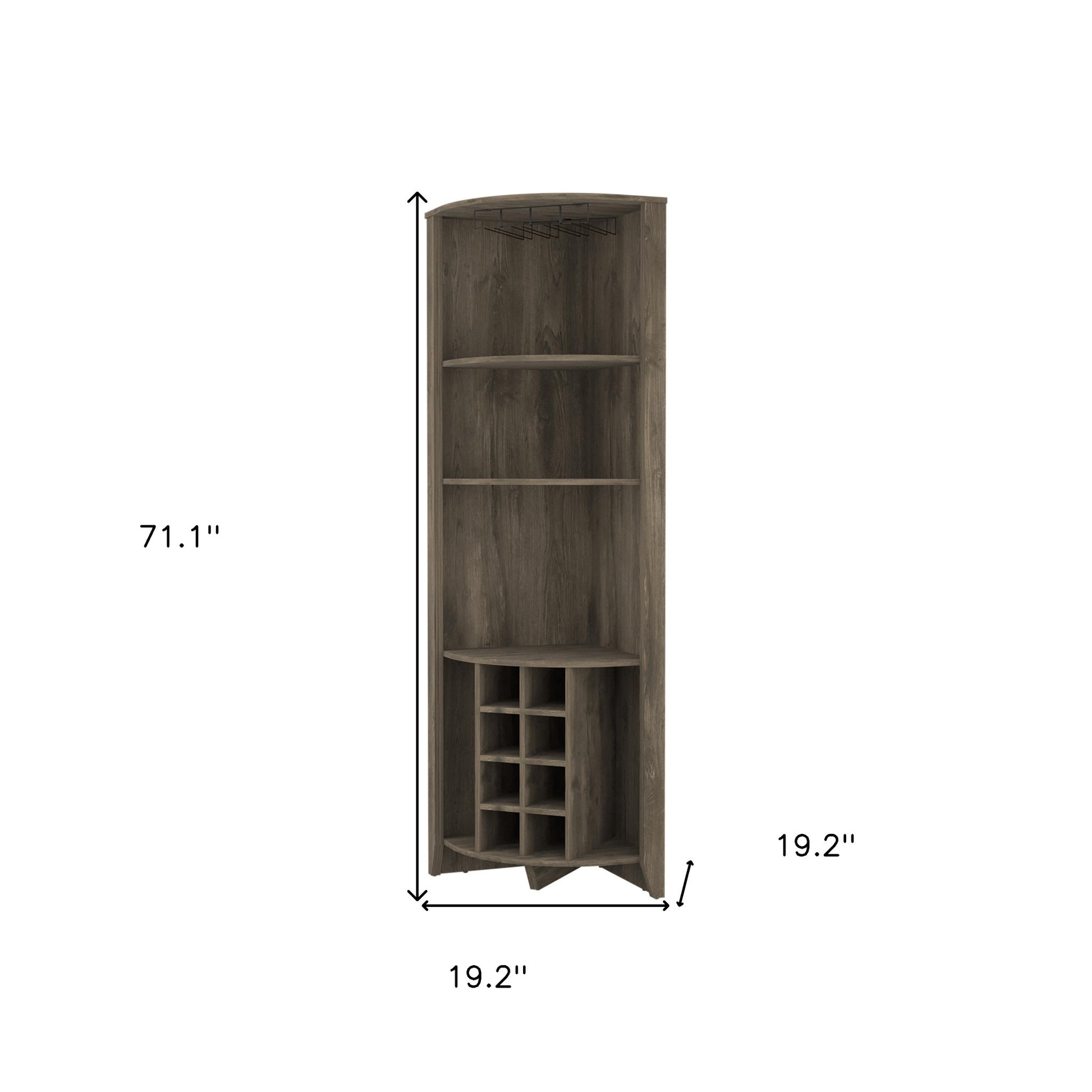 71" Dark Brown Wood Corner Bar Cabinet - Loft&Timber