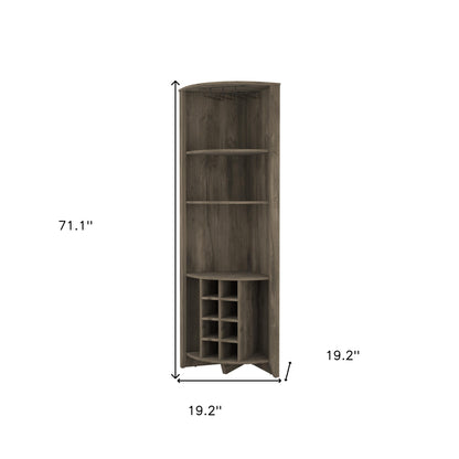 71" Dark Brown Wood Corner Bar Cabinet - Loft&Timber