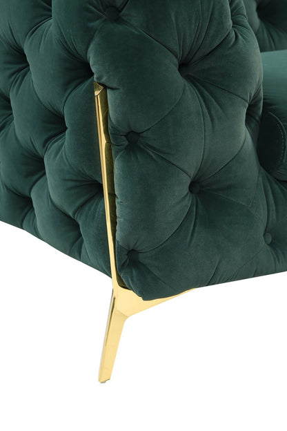 74" Emerald And Gold Velvet Loveseat - Loft&Timber