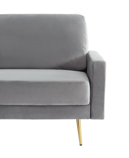 72" Gray Velvet Sofa With Brass Legs-6