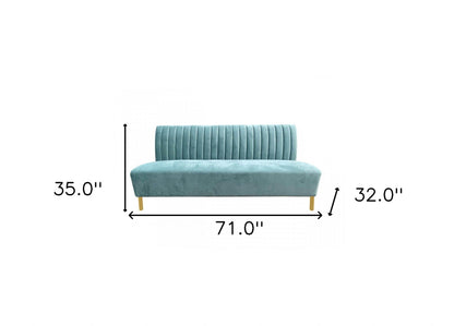 71" Light Gray Velvet Sofa With Gold Legs-6