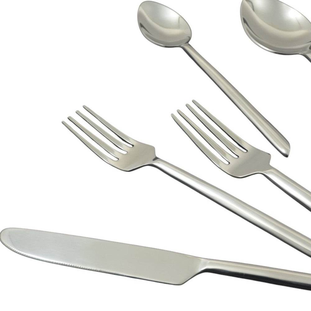 Glossy Silver Stainless Steel Twenty Piece Hand Forged Flatware Set - Loft&Timber