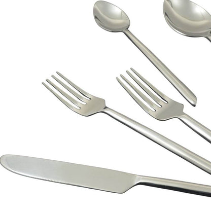 Glossy Silver Stainless Steel Twenty Piece Hand Forged Flatware Set - Loft&Timber