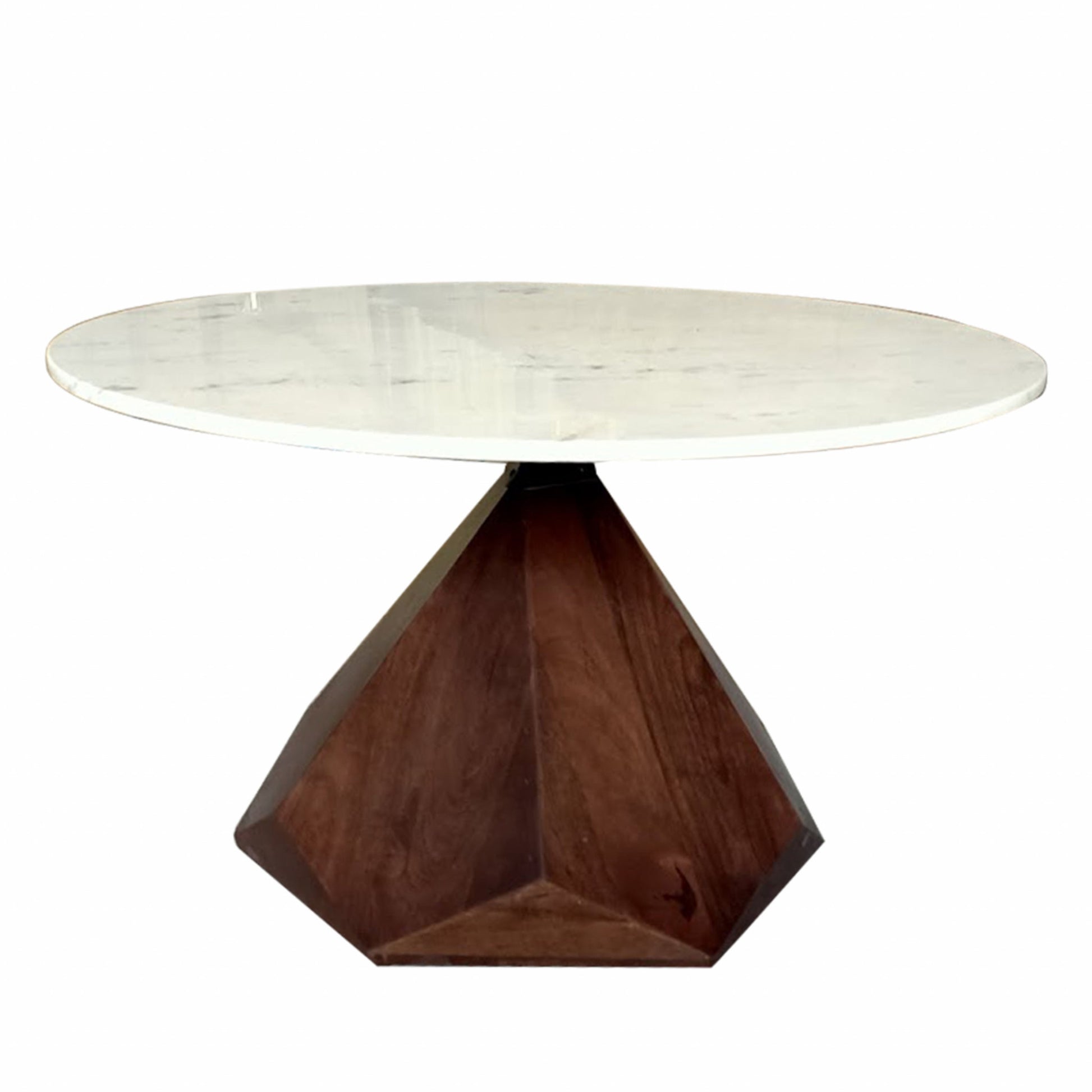 32" Brown And White Solid Wood and Marble Geo Coffee Table - Loft&Timber