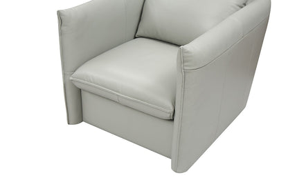 36" Gray And Silver Genuine Leather Swivel Lounge Chair - Loft&Timber