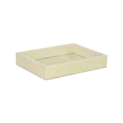 10" White and Gold Rectangular Wood Handmade Serving Tray - Loft&Timber