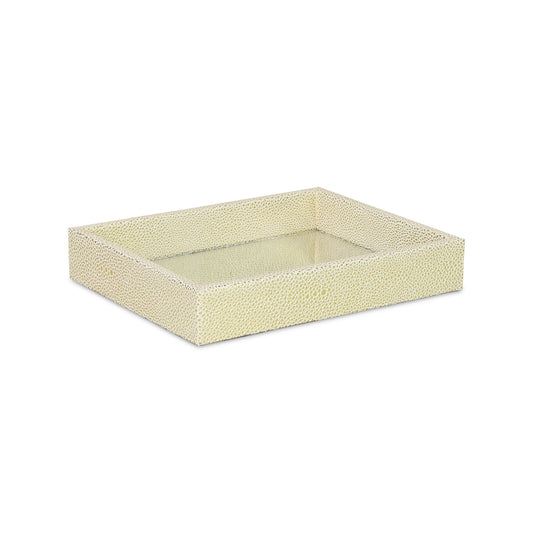 10" White and Gold Rectangular Wood Handmade Serving Tray - Loft&Timber