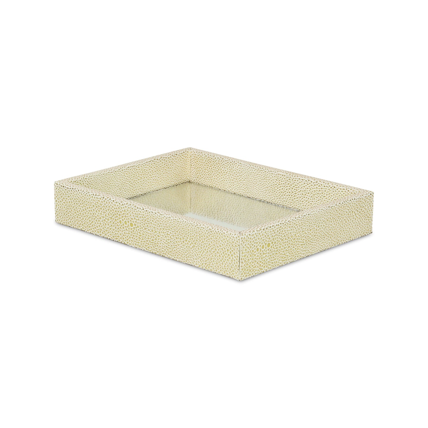 10" White and Gold Rectangular Wood Handmade Serving Tray - Loft&Timber