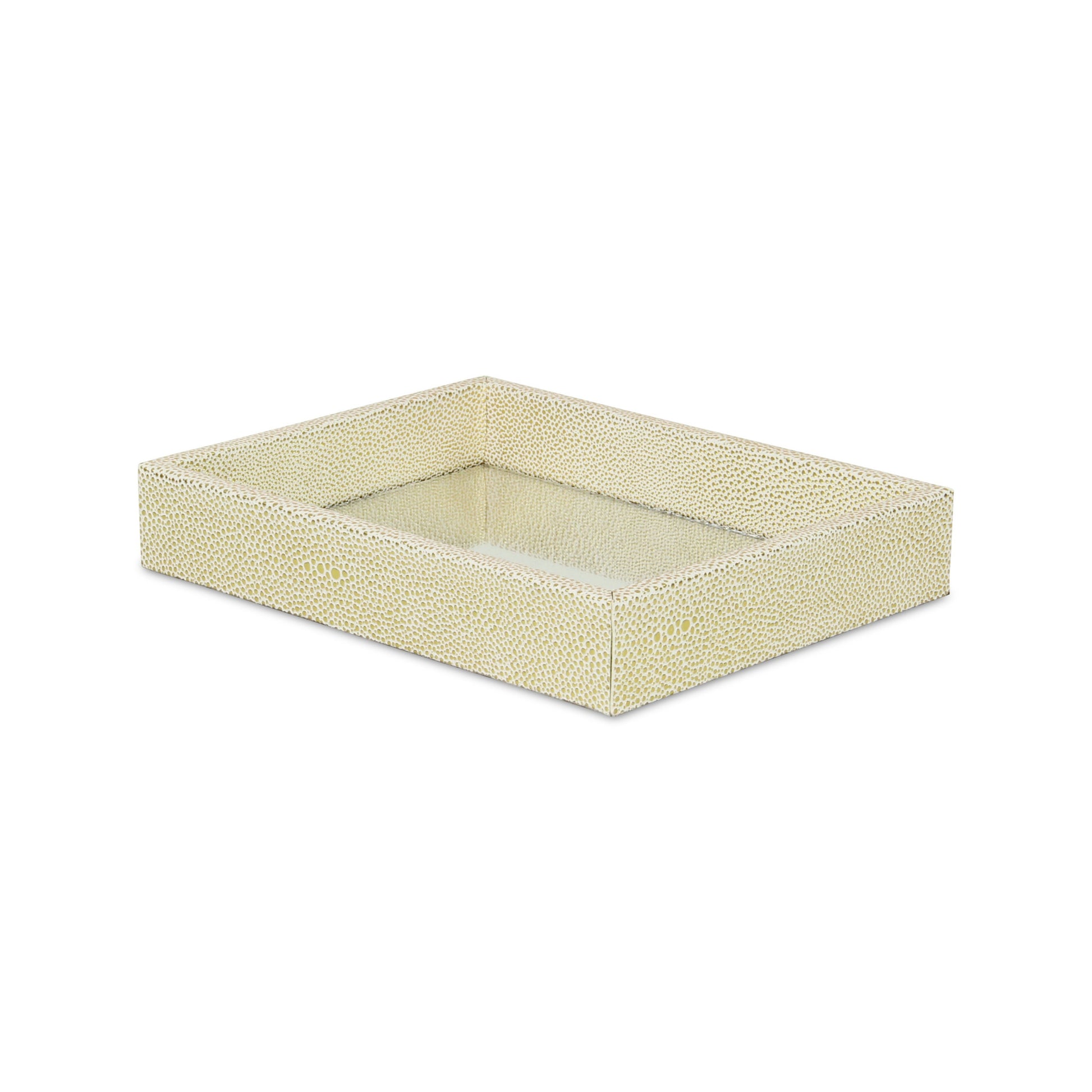 10" White and Gold Rectangular Wood Handmade Serving Tray - Loft&Timber