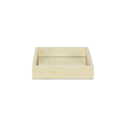 10" White and Gold Rectangular Wood Handmade Serving Tray - Loft&Timber