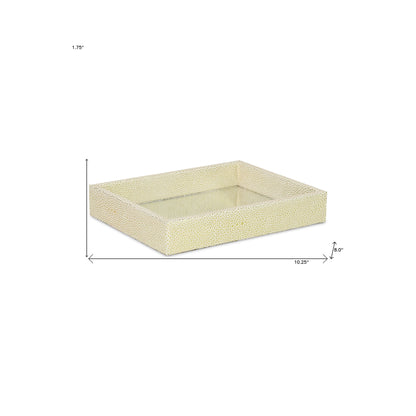10" White and Gold Rectangular Wood Handmade Serving Tray - Loft&Timber
