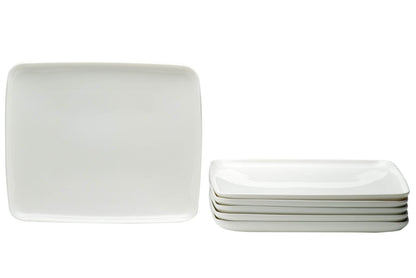 White Six Piece Rectangle Porcelain Service For Six Dinner Plate Set - Loft&Timber