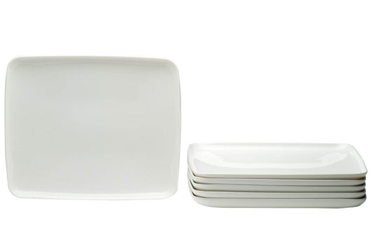 White Six Piece Rectangle Porcelain Service For Six Dinner Plate Set - Loft&Timber