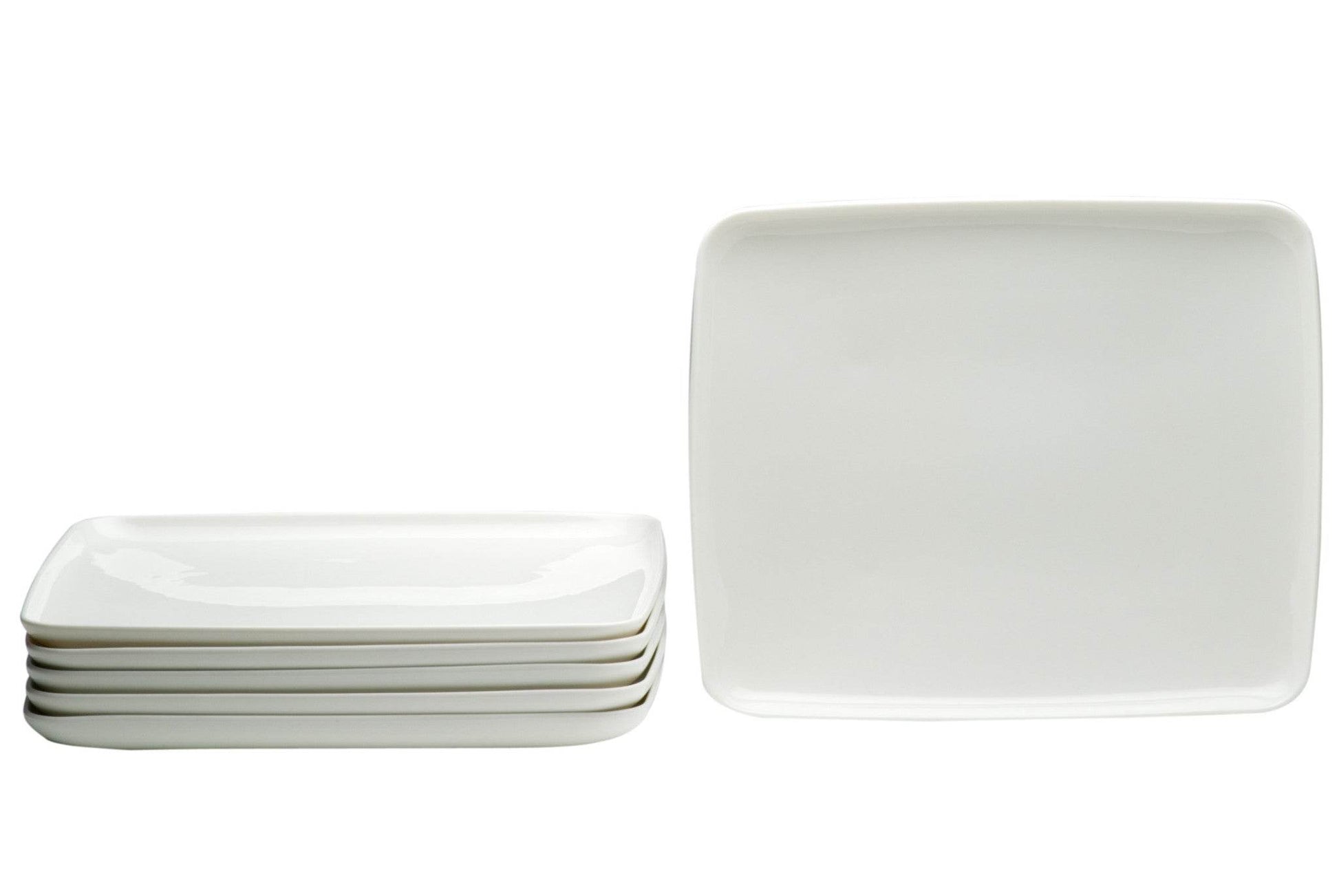 White Six Piece Rectangle Porcelain Service For Six Dinner Plate Set - Loft&Timber