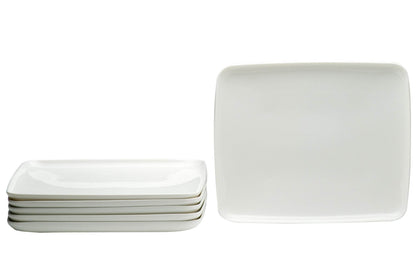 White Six Piece Rectangle Porcelain Service For Six Dinner Plate Set - Loft&Timber