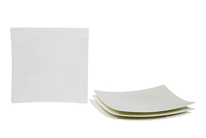 White Six Piece Square Bone China Service For Six Dinner Plate Set - Loft&Timber