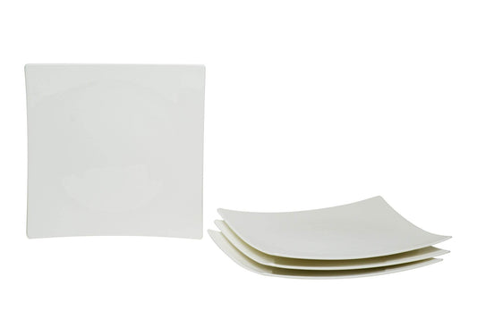 White Six Piece Square Bone China Service For Six Dinner Plate Set - Loft&Timber
