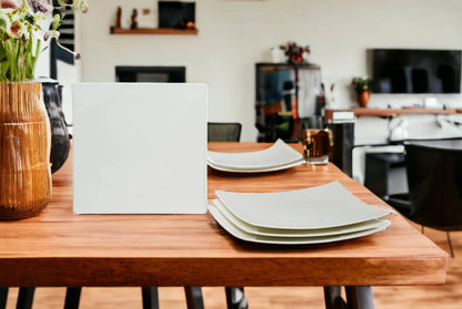 White Six Piece Square Bone China Service For Six Dinner Plate Set - Loft&Timber