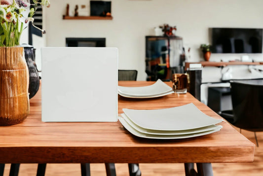 White Six Piece Square Bone China Service For Six Dinner Plate Set - Loft&Timber