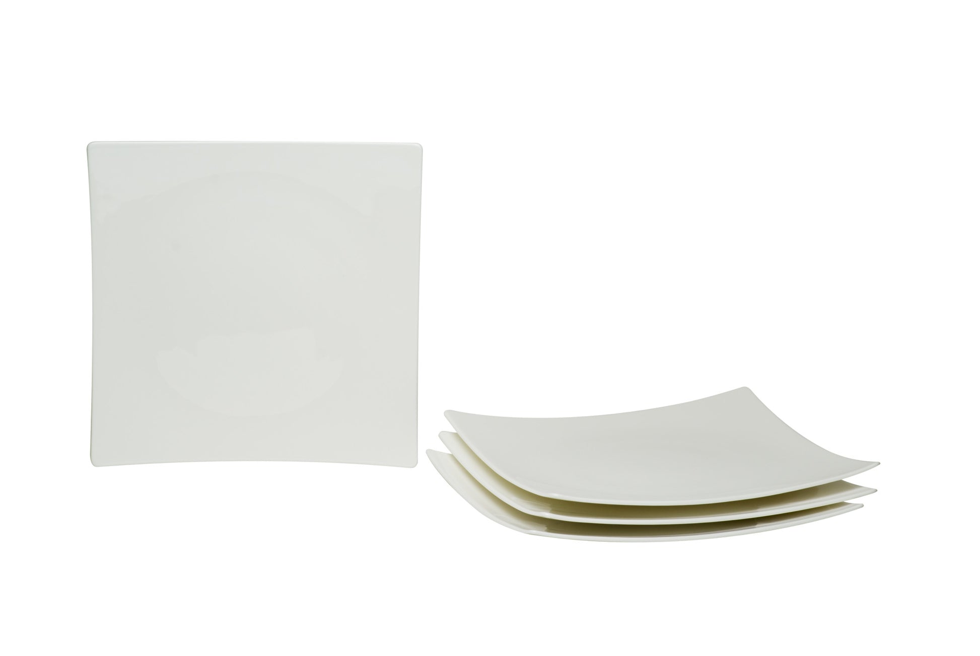 White Six Piece Square Bone China Service For Six Salad Plate Set-3