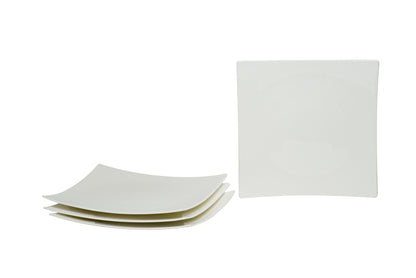 White Six Piece Square Bone China Service For Six Salad Plate Set-4