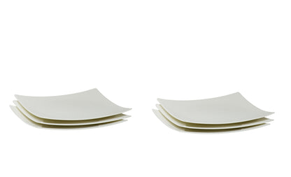 White Six Piece Square Bone China Service For Six Salad Plate Set-2