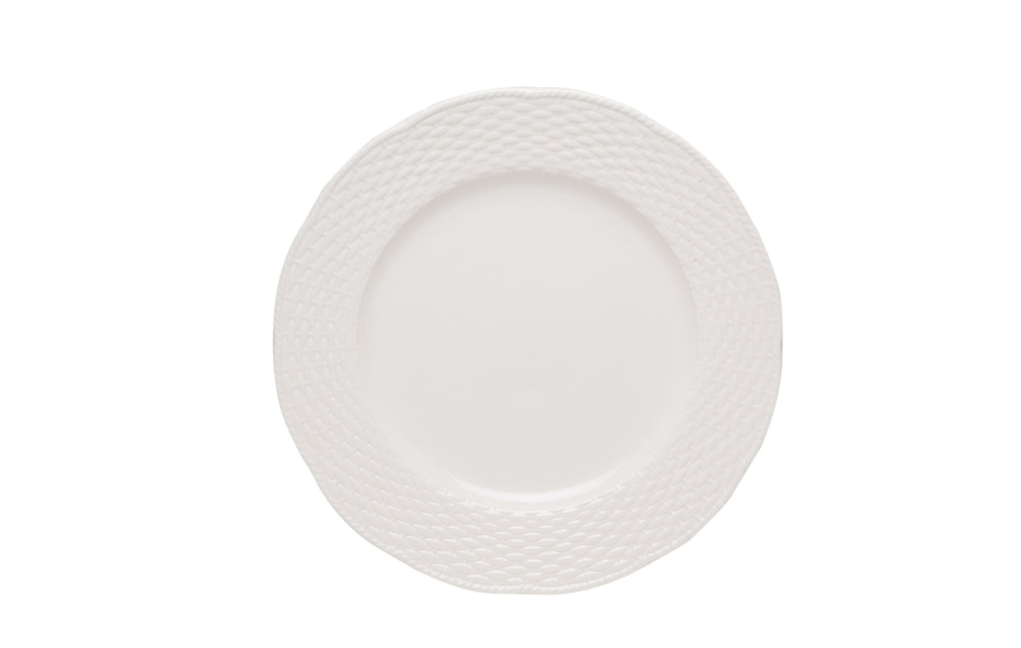 White Four Piece Round Weave Stoneware Service For Four Salad Plate Set-2
