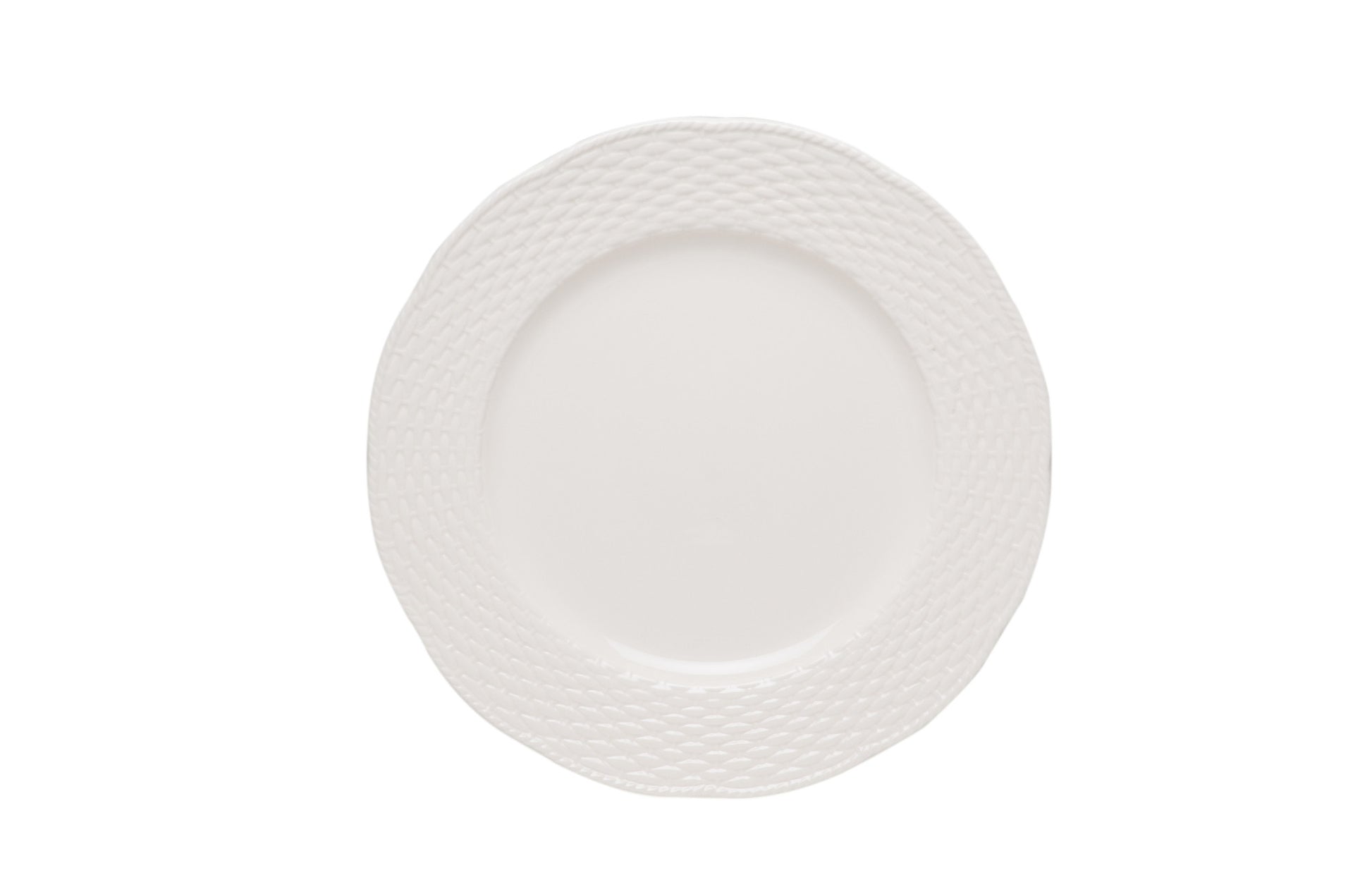 White Four Piece Round Weave Stoneware Service For Four Salad Plate Set-2
