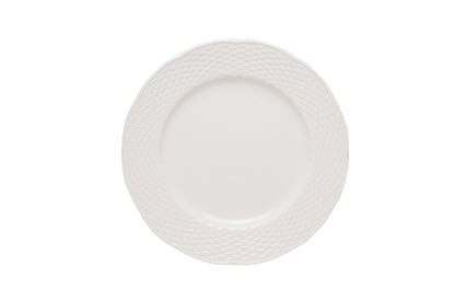 White Four Piece Round Weave Stoneware Service For Four Salad Plate Set-2