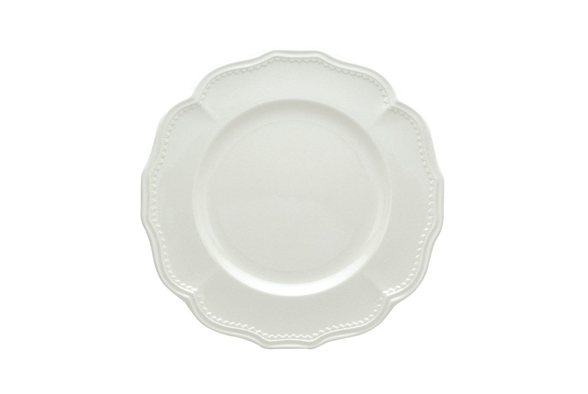 White Four Piece Scallop Stoneware Service For Four Dinner Plate Set - Loft&Timber