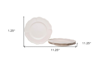 White Four Piece Scallop Stoneware Service For Four Dinner Plate Set - Loft&Timber