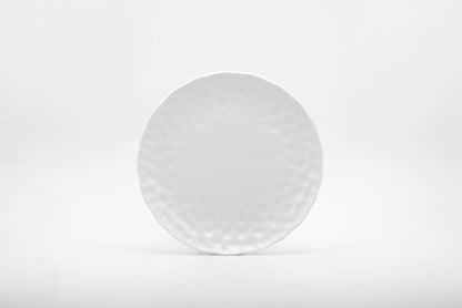 White Six Piece Round Pebbled Porcelain Service For Six Salad Plate Set - Loft&Timber