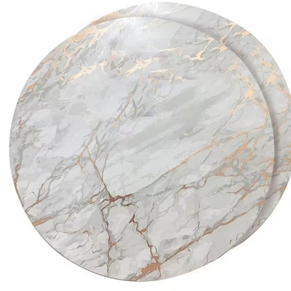 15" X 15" Gold Ivory And Gray Abstract Agglomerated cork Round Placemats - Loft&Timber