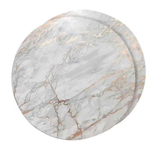 15" X 15" Gold Ivory And Gray Abstract Agglomerated cork Round Placemats - Loft&Timber